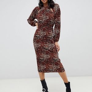 ASOS leopard print midi dress